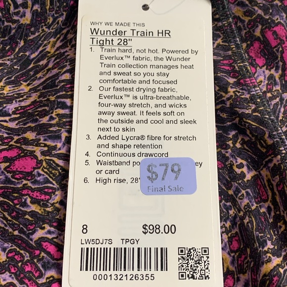 Lululemon Wunder Train High-Rise Tight 28" NWT - Picture 6 of 6